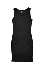 Schwarzes ärmelloses Damenkleid isoliert