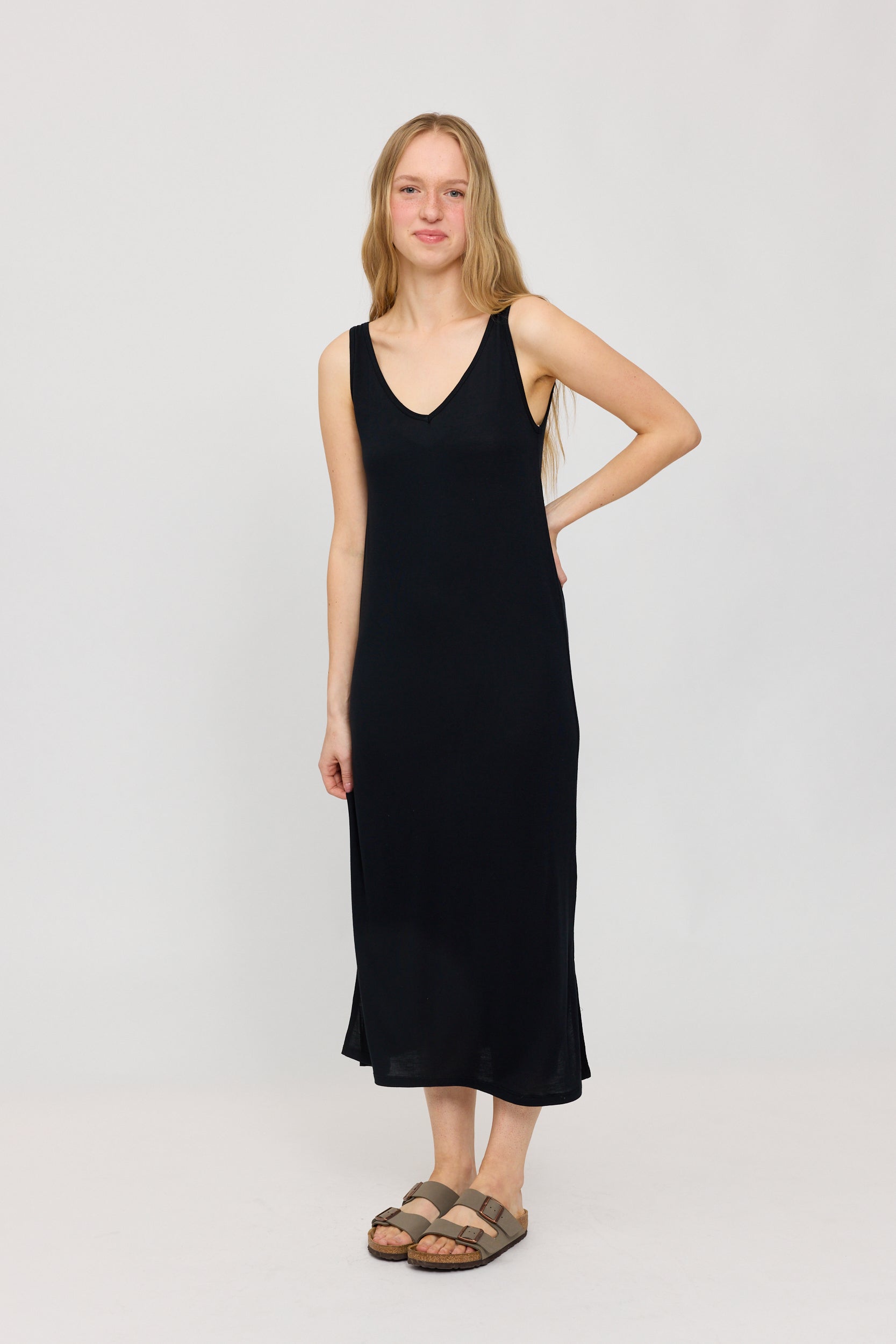 Midi Jersey Tank Dress - Black