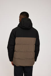 Puffer Jacket - Black/ Olive Brown