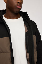 Puffer Jacket - Black/ Olive Brown