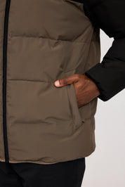 Puffer Jacket - Black/ Olive Brown