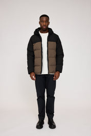 Puffer Jacket - Black/ Olive Brown