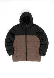 Puffer Jacket - Black/ Olive Brown