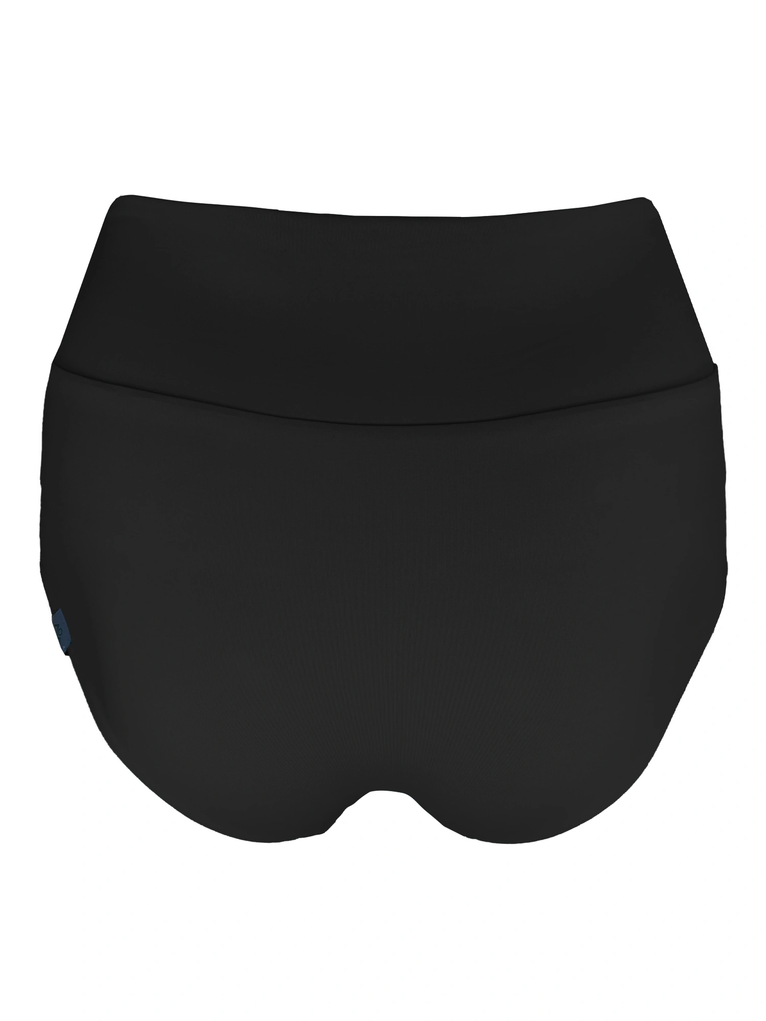 Schwarze, nahtlose Damenshorts auf weißem Hintergrund.
