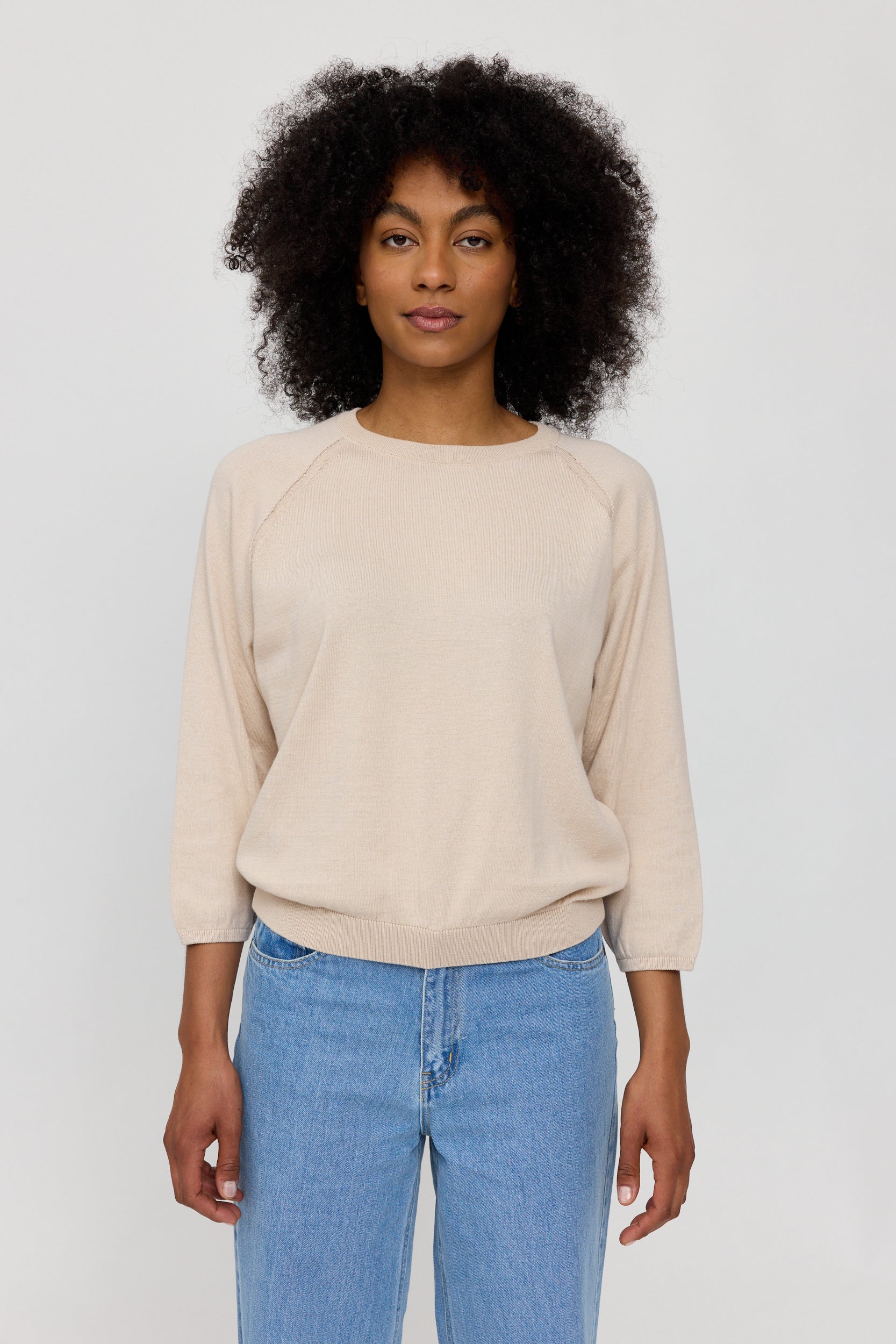 Fine Knit Jumper Raglan - Eggshell