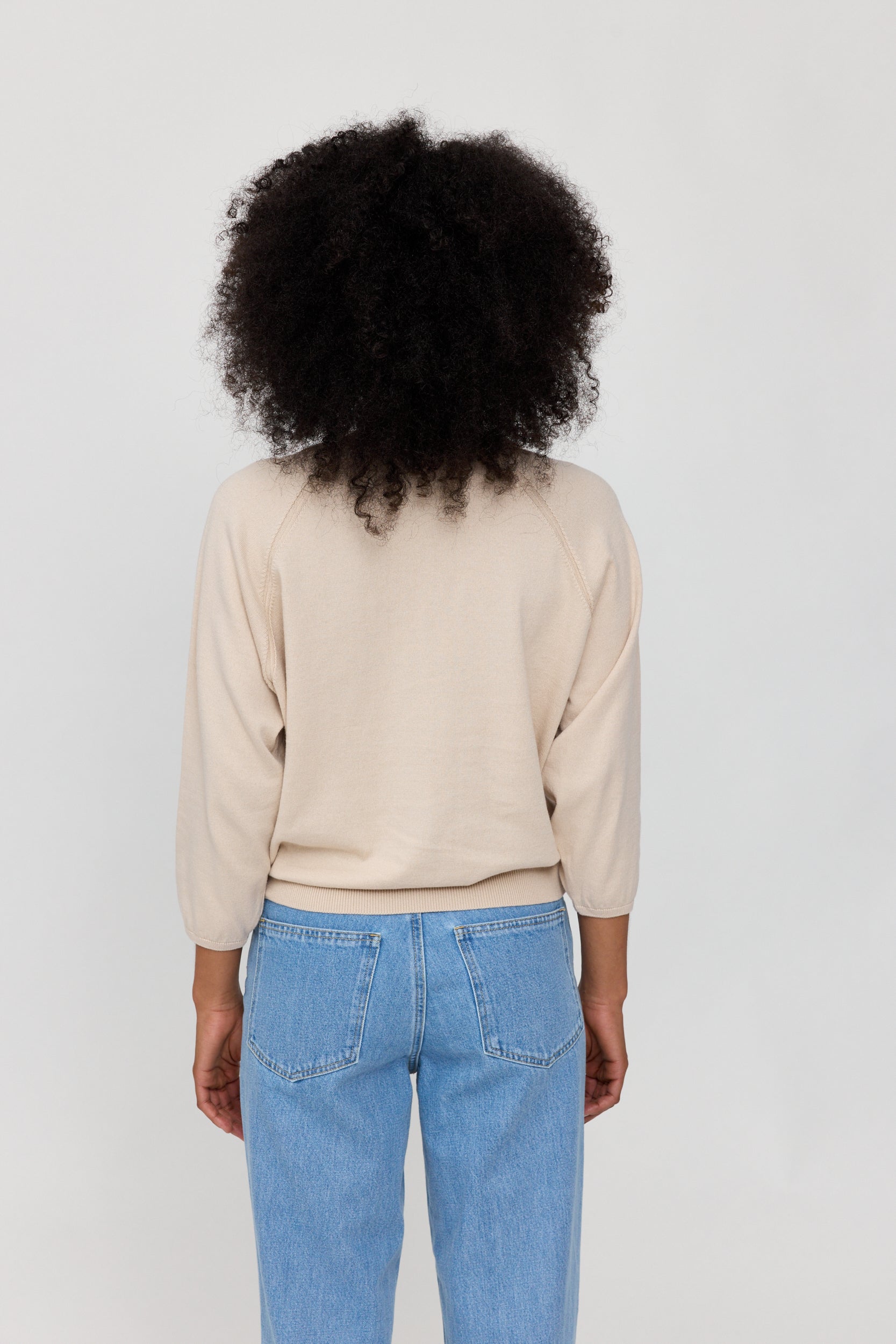 Fine Knit Jumper Raglan - Eggshell