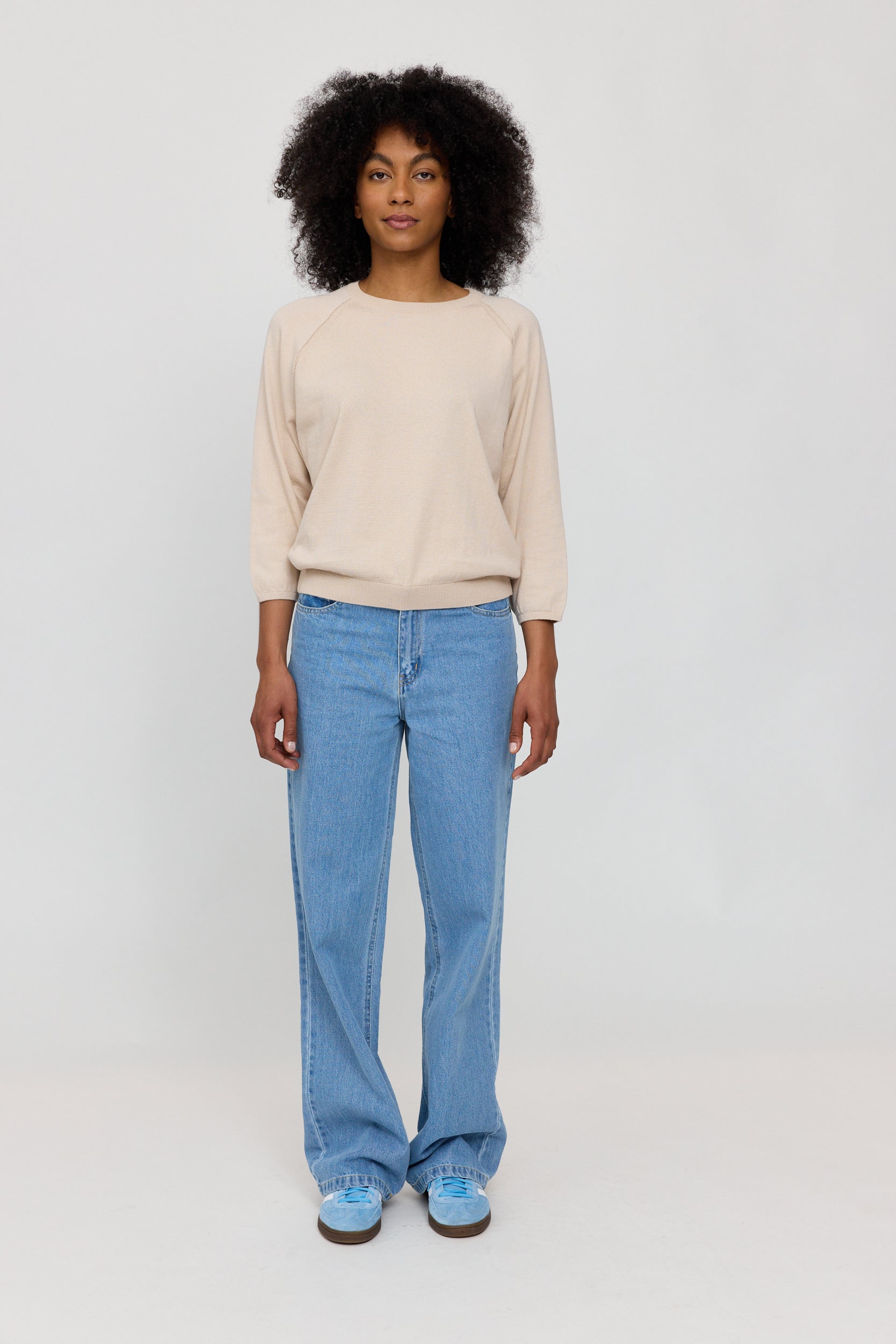Fine Knit Jumper Raglan - Eggshell
