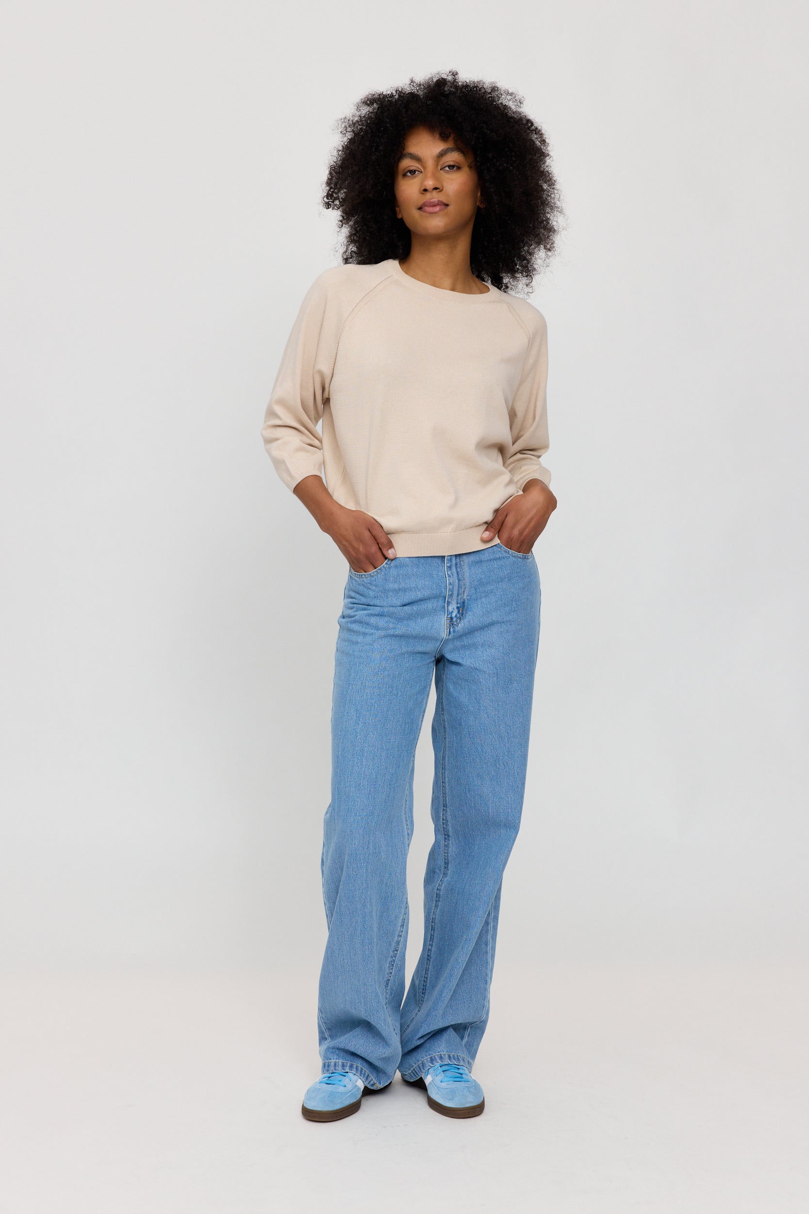 Fine Knit Jumper Raglan - Eggshell