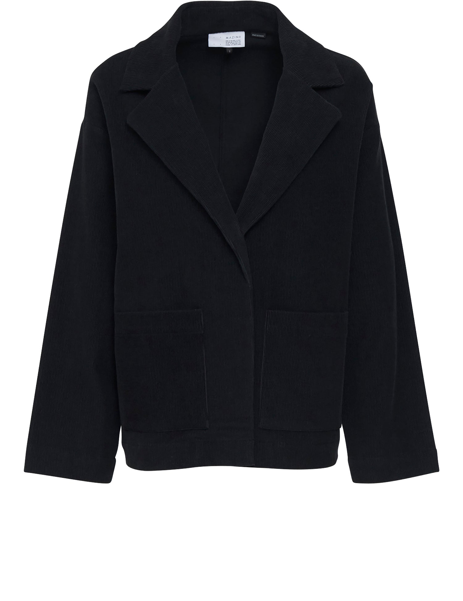 Schwarze Damenjacke mit Kragen, isoliert
