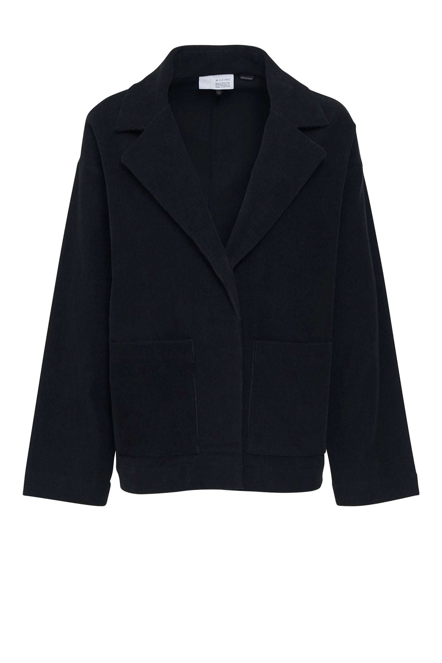 Schwarze Damenjacke mit Kragen, isoliert