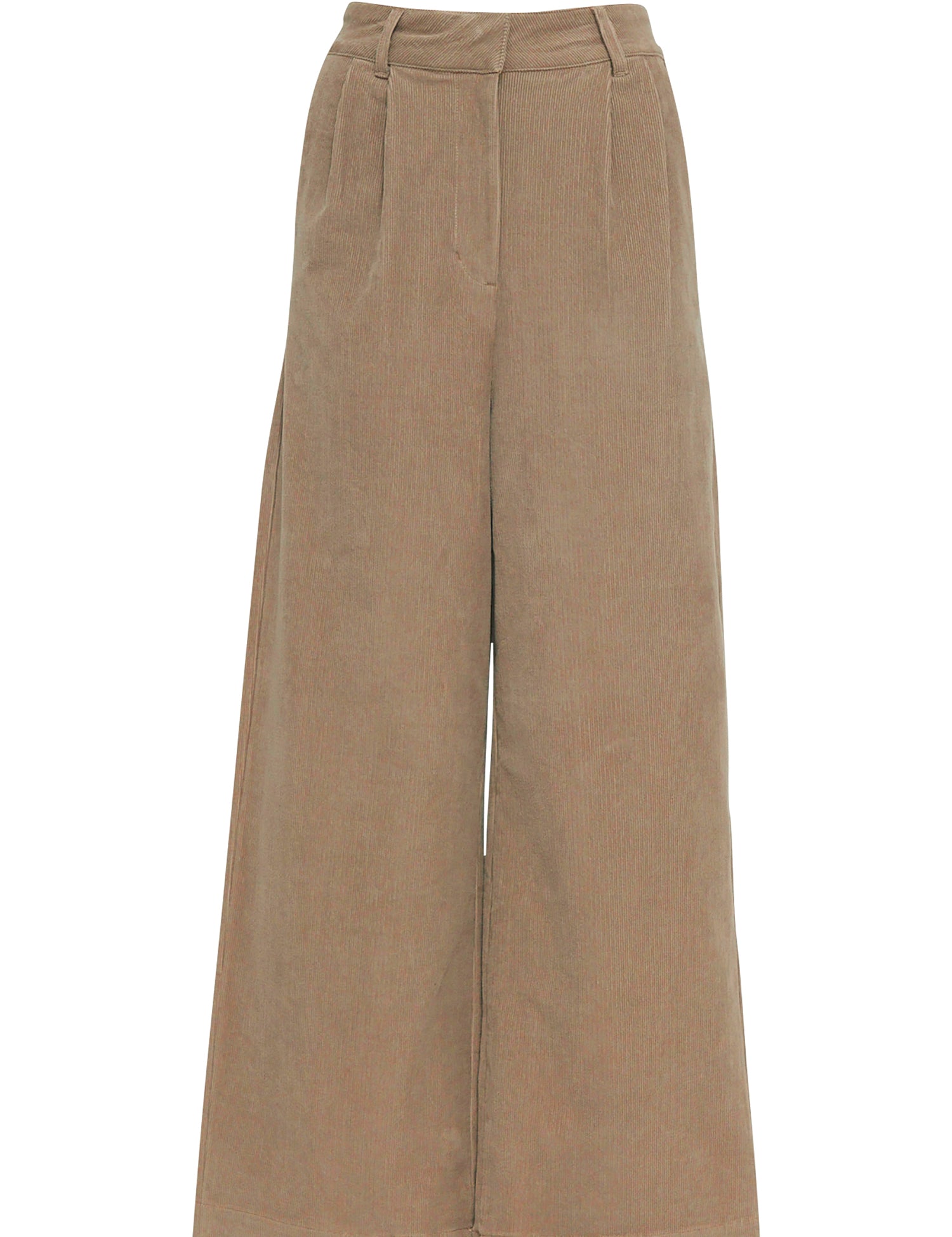 Beige Cordhose mit weitem Bein