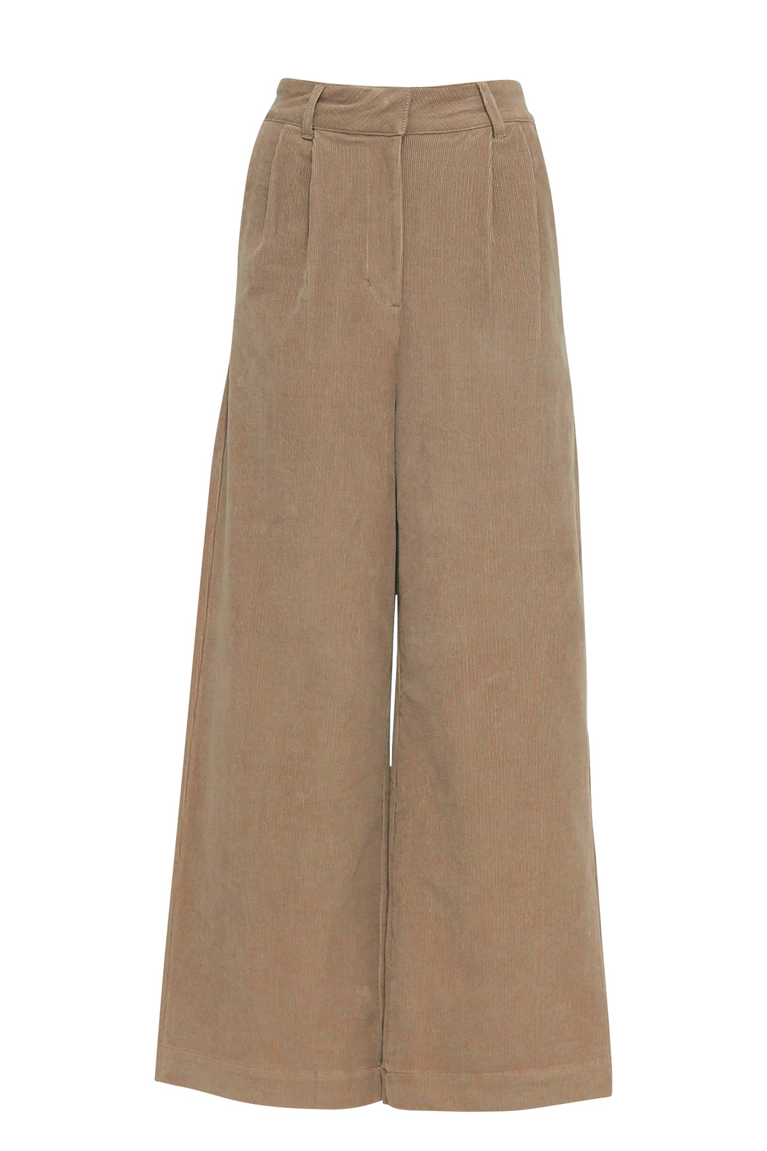 Beige Cordhose mit weitem Bein
