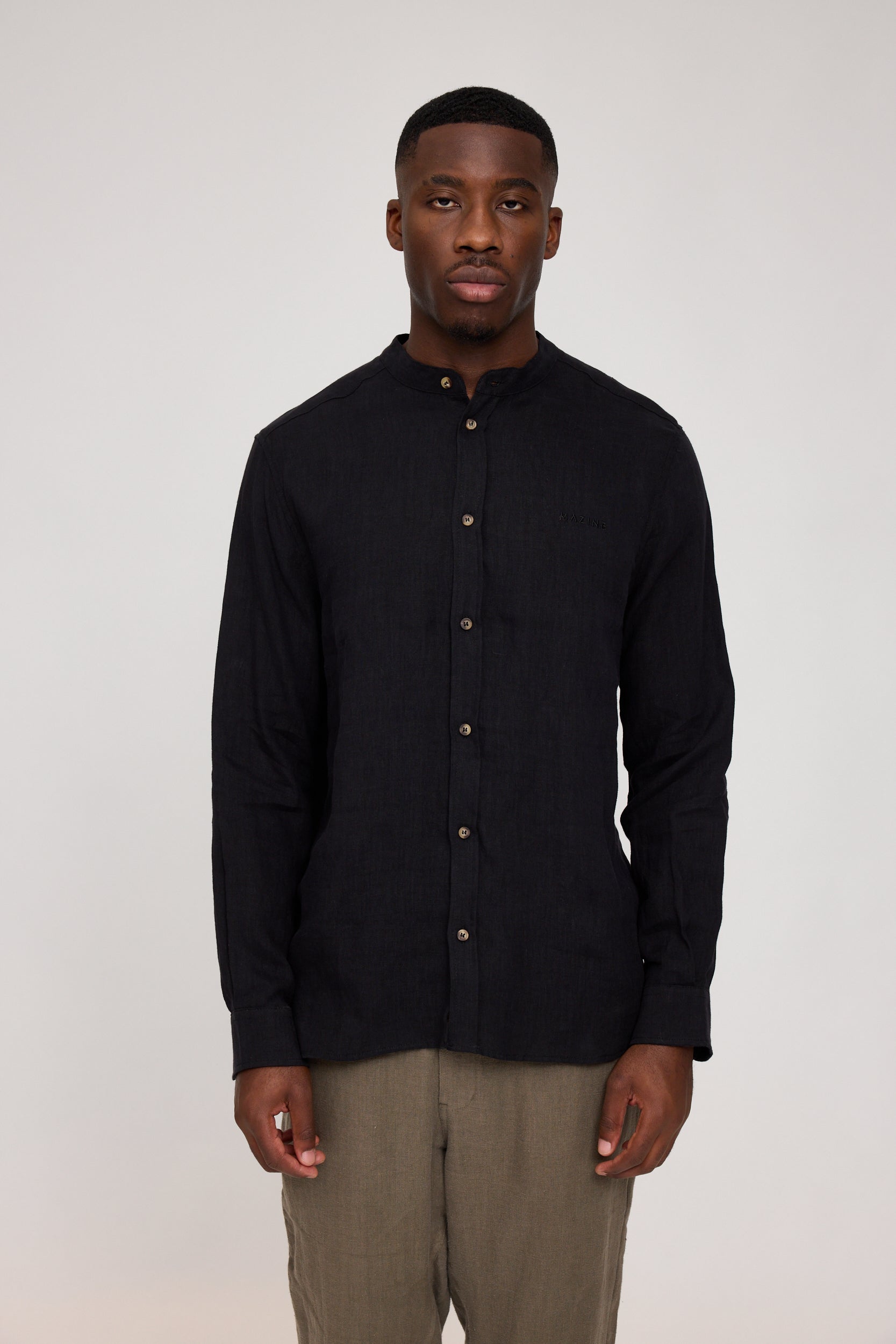Stand Collar Linen Shirt