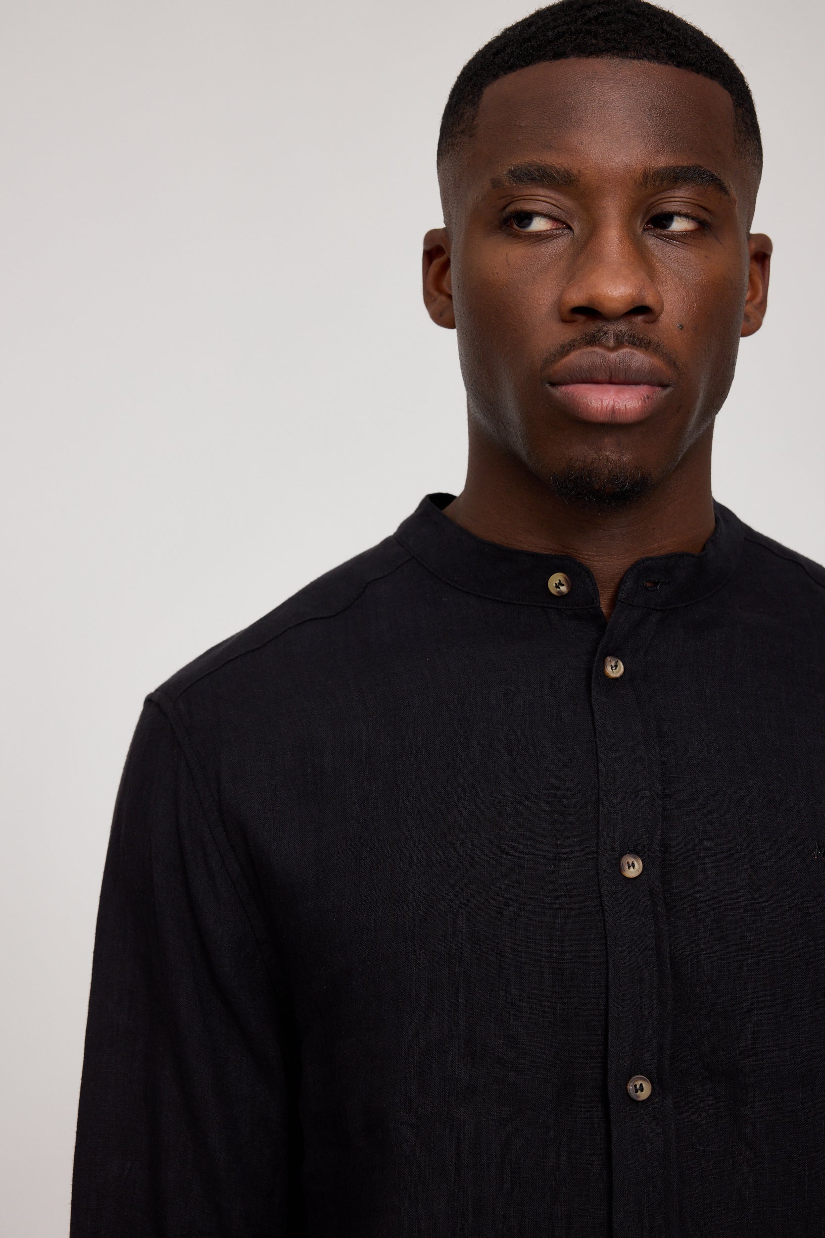 Stand Collar Linen Shirt