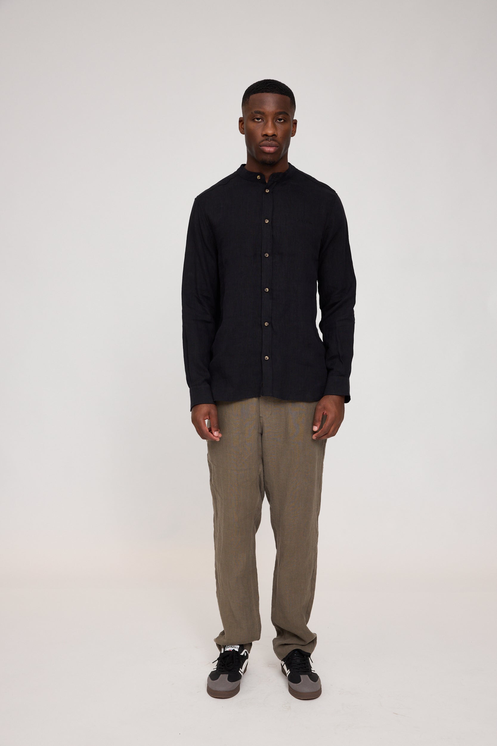Stand Collar Linen Shirt