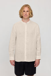 Stand Collar Linen Shirt