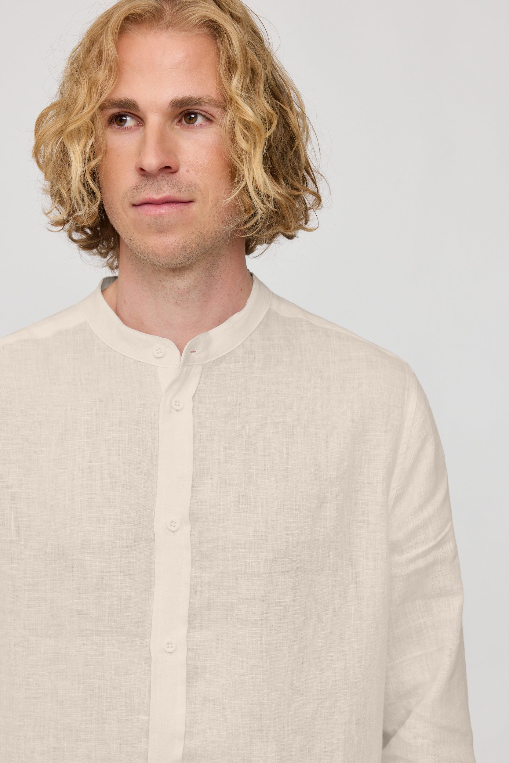 Stand Collar Linen Shirt