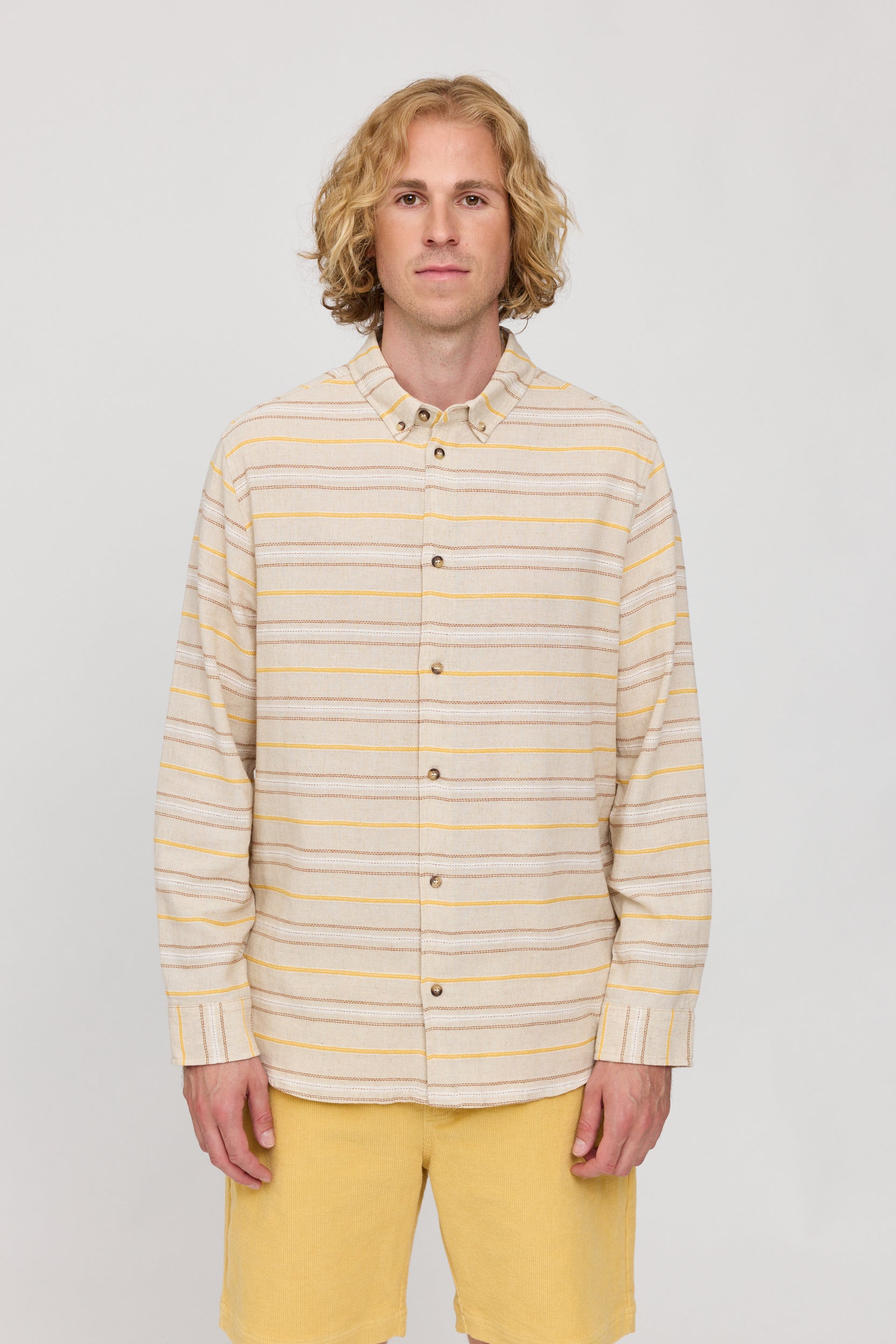 Striped Linen Mixed Shirt - Moon/Multicolor