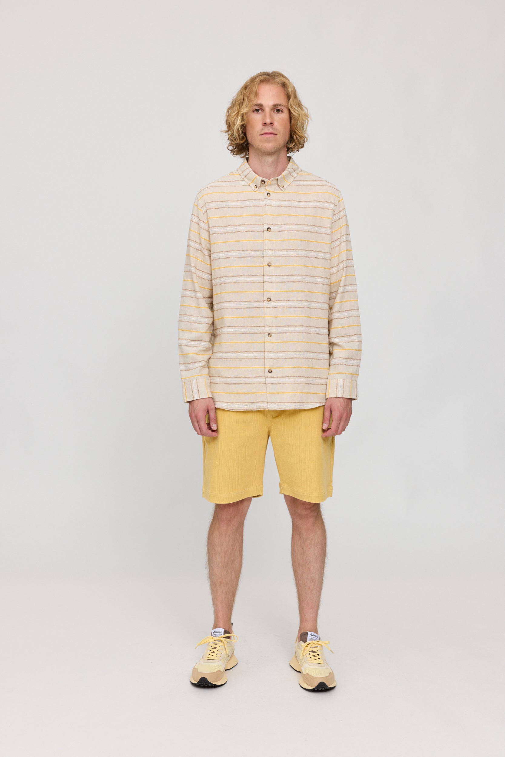 Striped Linen Mixed Shirt - Moon/Multicolor