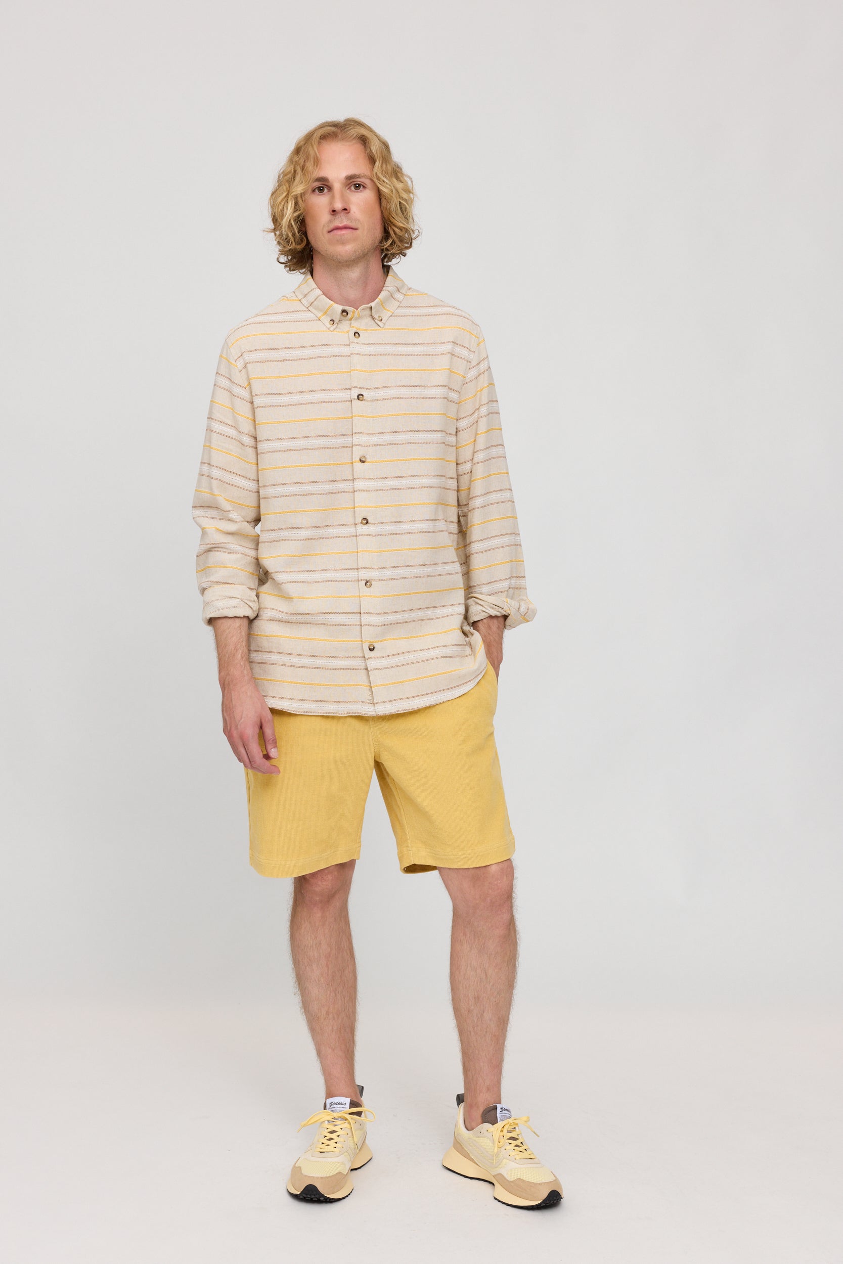 Striped Linen Mixed Shirt - Moon/Multicolor