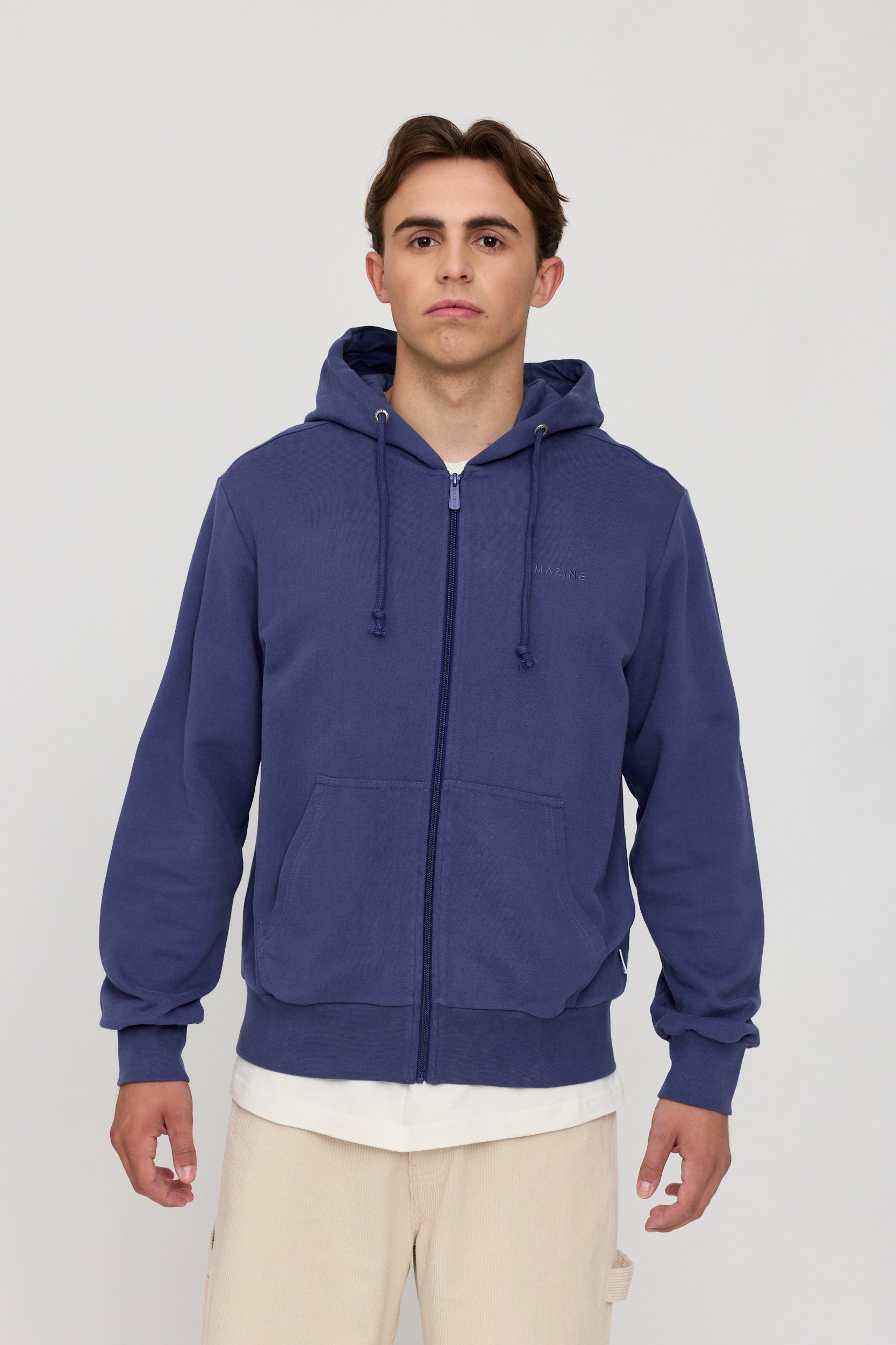 Basic Zip Hoodie - Iris Blue