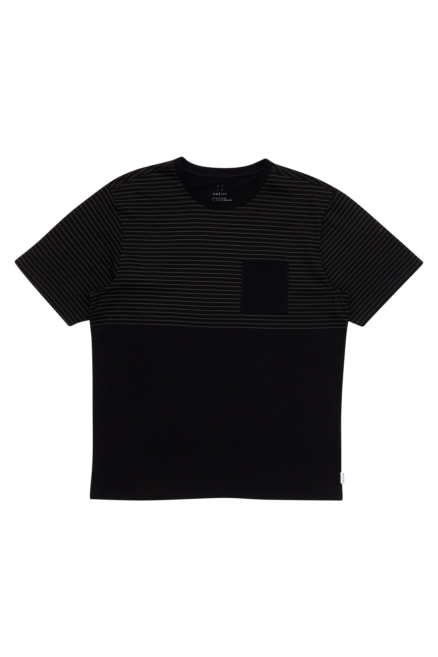 Schwarzes gestreiftes T-Shirt mit Tasche