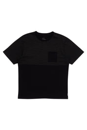 Schwarzes gestreiftes T-Shirt mit Tasche