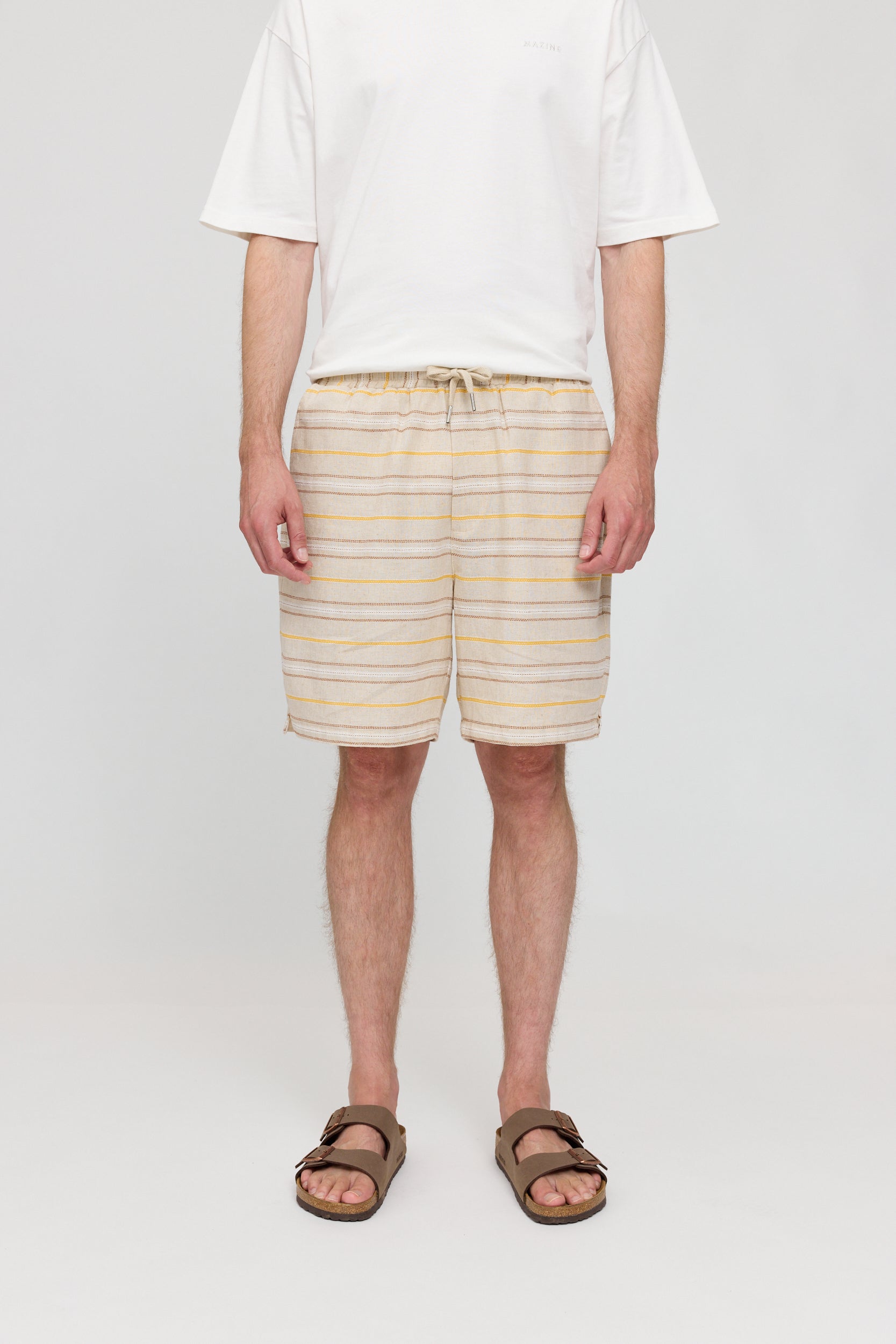 Striped Linen Mix Shorts - Moon/Multicolor