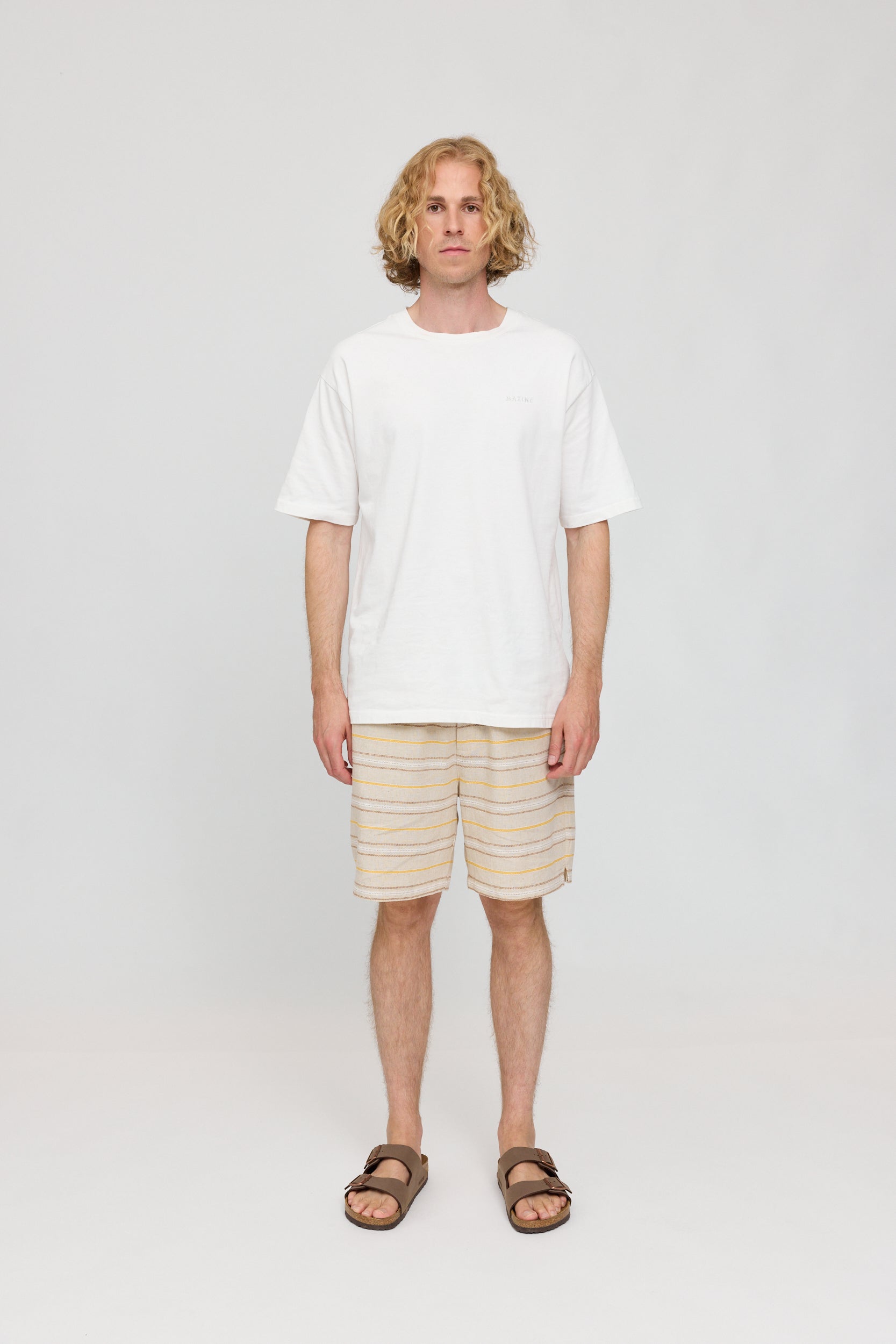 Striped Linen Mix Shorts - Moon/Multicolor