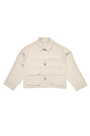 Beige Leinenjacke mit Knöpfen frontal