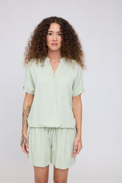 V-Neck Blouse - Misty Jade