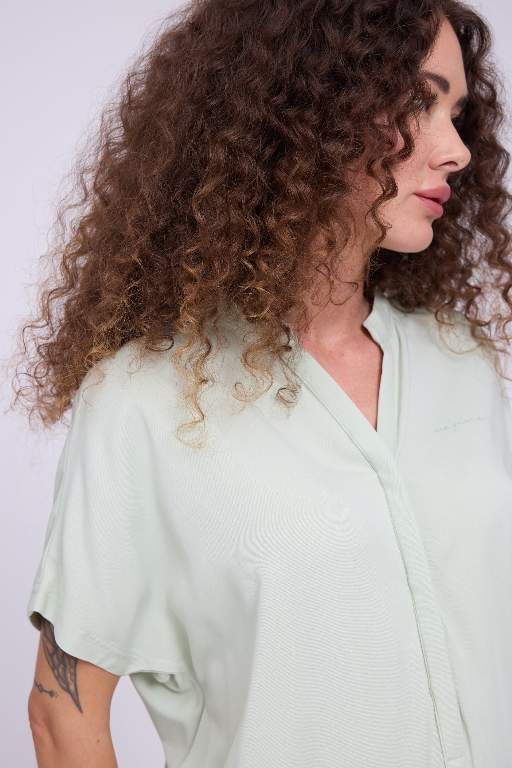 V-Neck Blouse - Misty Jade