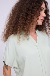 V-Neck Blouse - Misty Jade