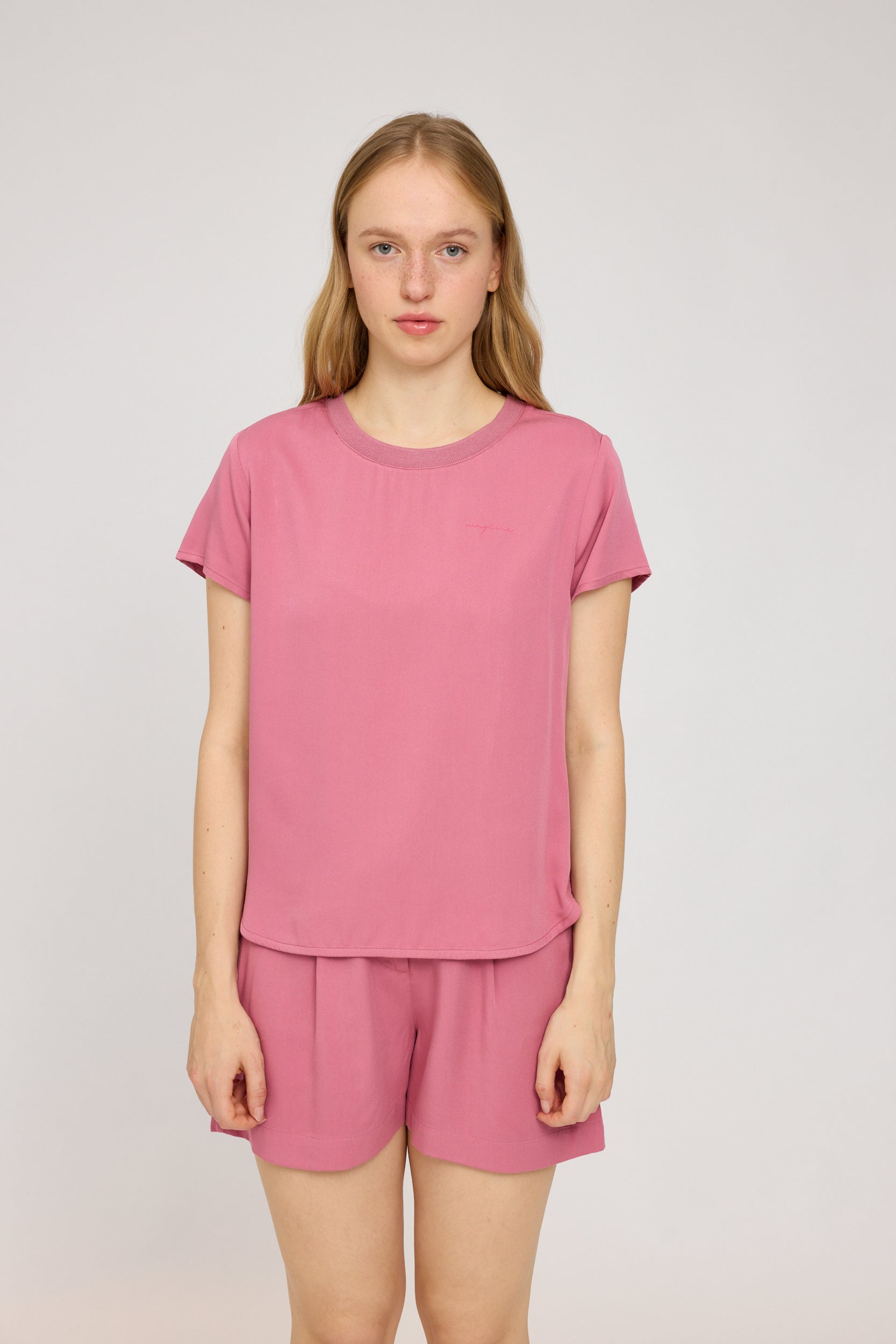 Crew Neck Blouse - Pink Rose