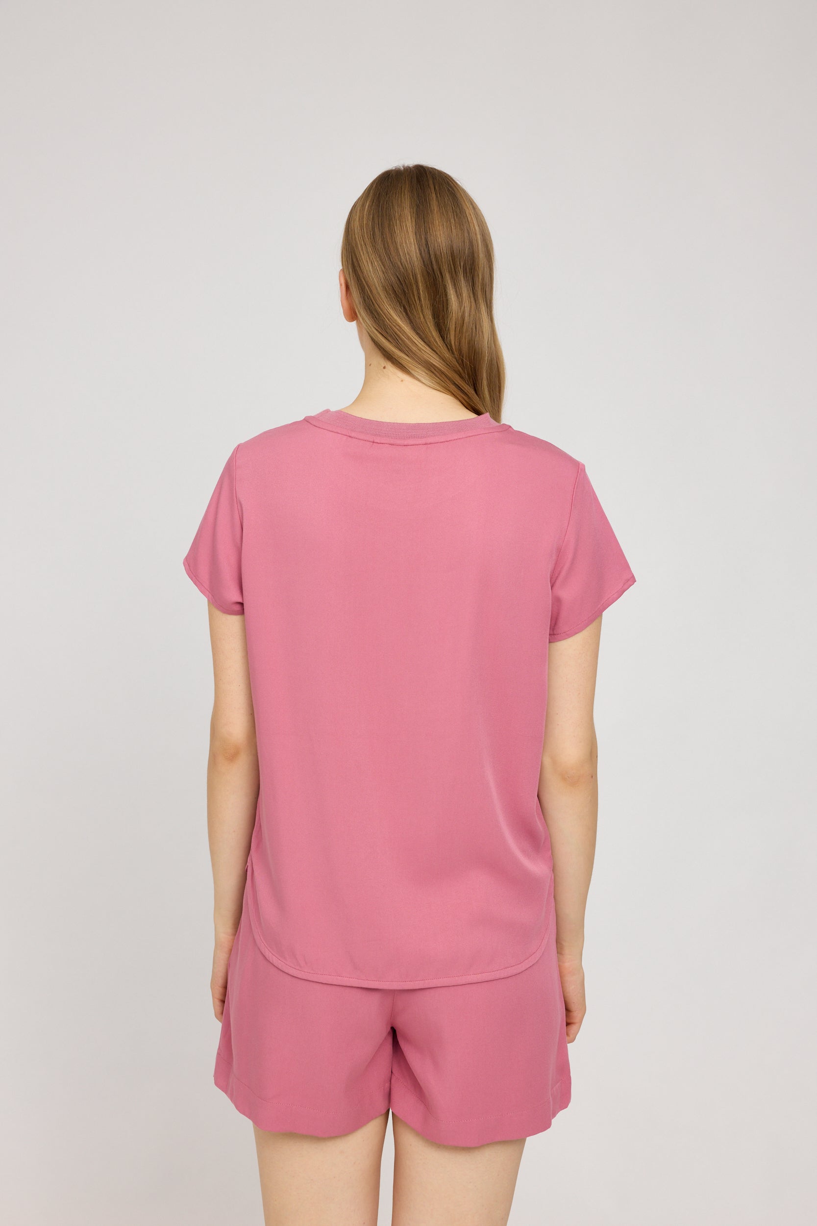 Crew Neck Blouse - Pink Rose