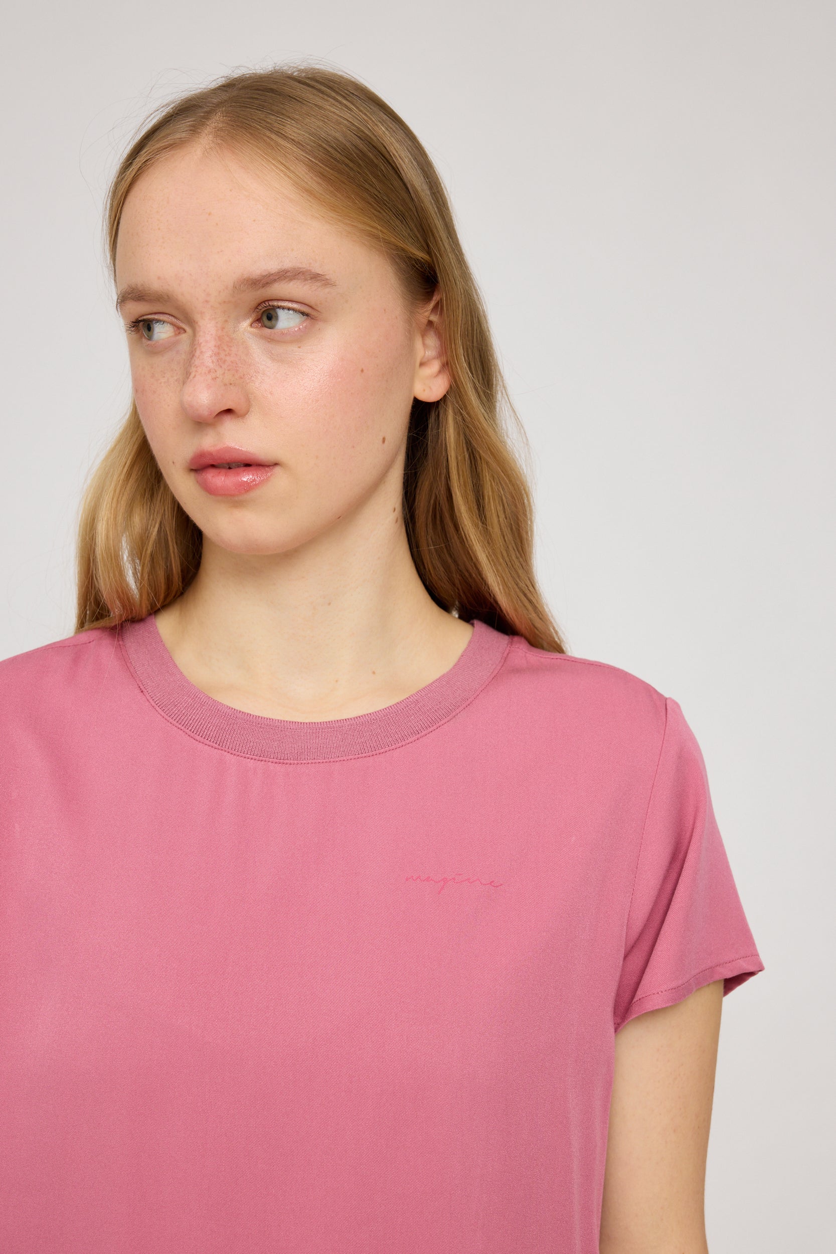 Crew Neck Blouse - Pink Rose