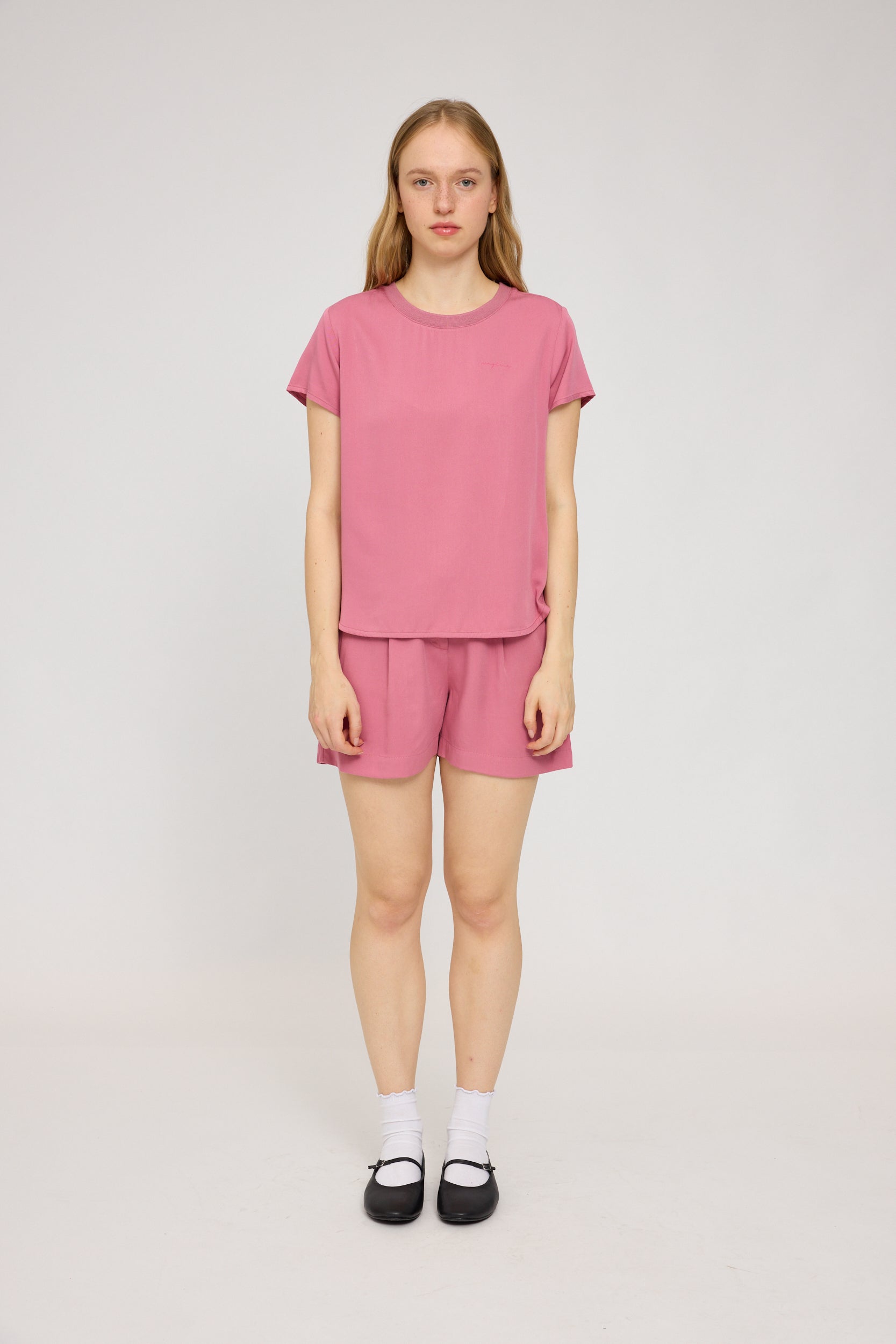 Crew Neck Blouse - Pink Rose