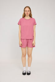 Crew Neck Blouse - Pink Rose