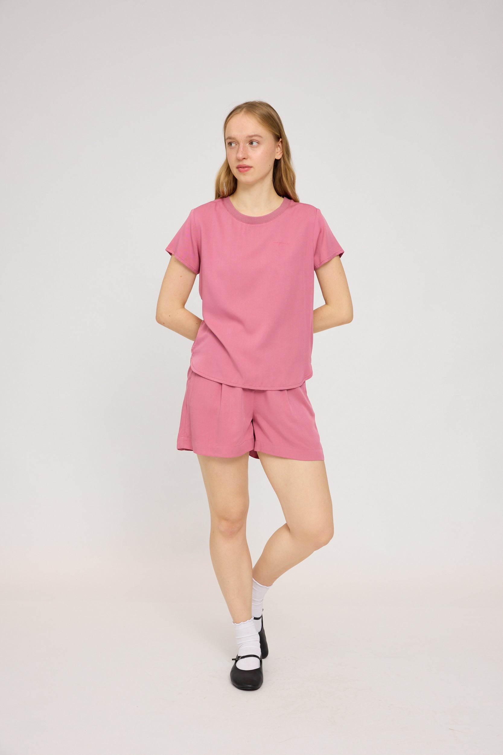 Crew Neck Blouse - Pink Rose