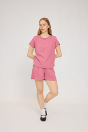 Crew Neck Blouse - Pink Rose