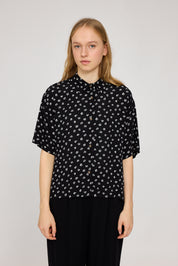 Printed Crinkie Short Sleeve Shirt - Black/Printed