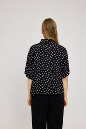 Printed Crinkie Short Sleeve Shirt - Black/Printed
