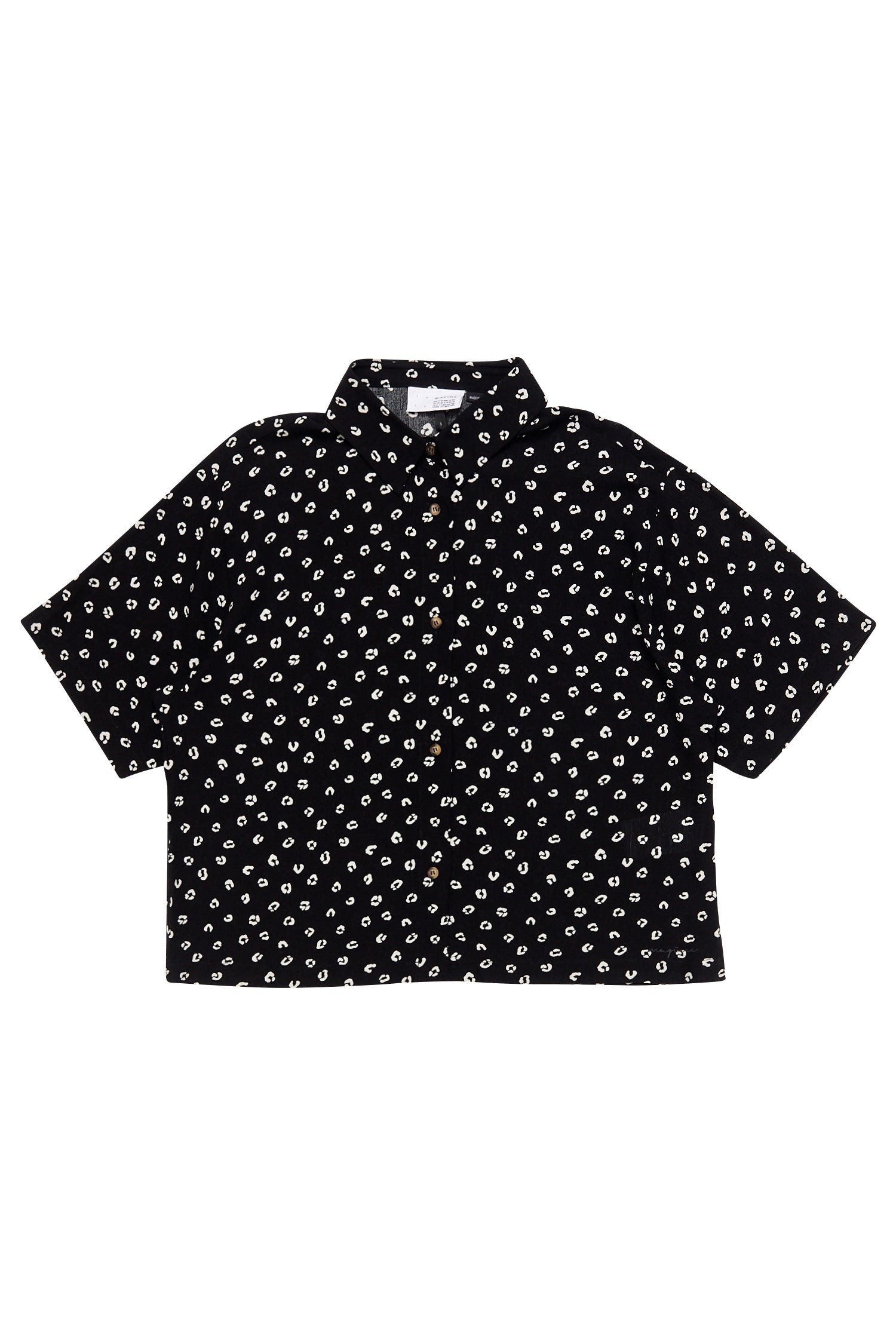Printed Crinkie Short Sleeve Shirt - Black/Printed