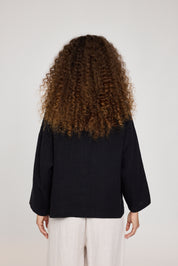 3/4 Sleeve Linen Shirt - Black
