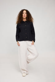 3/4 Sleeve Linen Shirt - Black