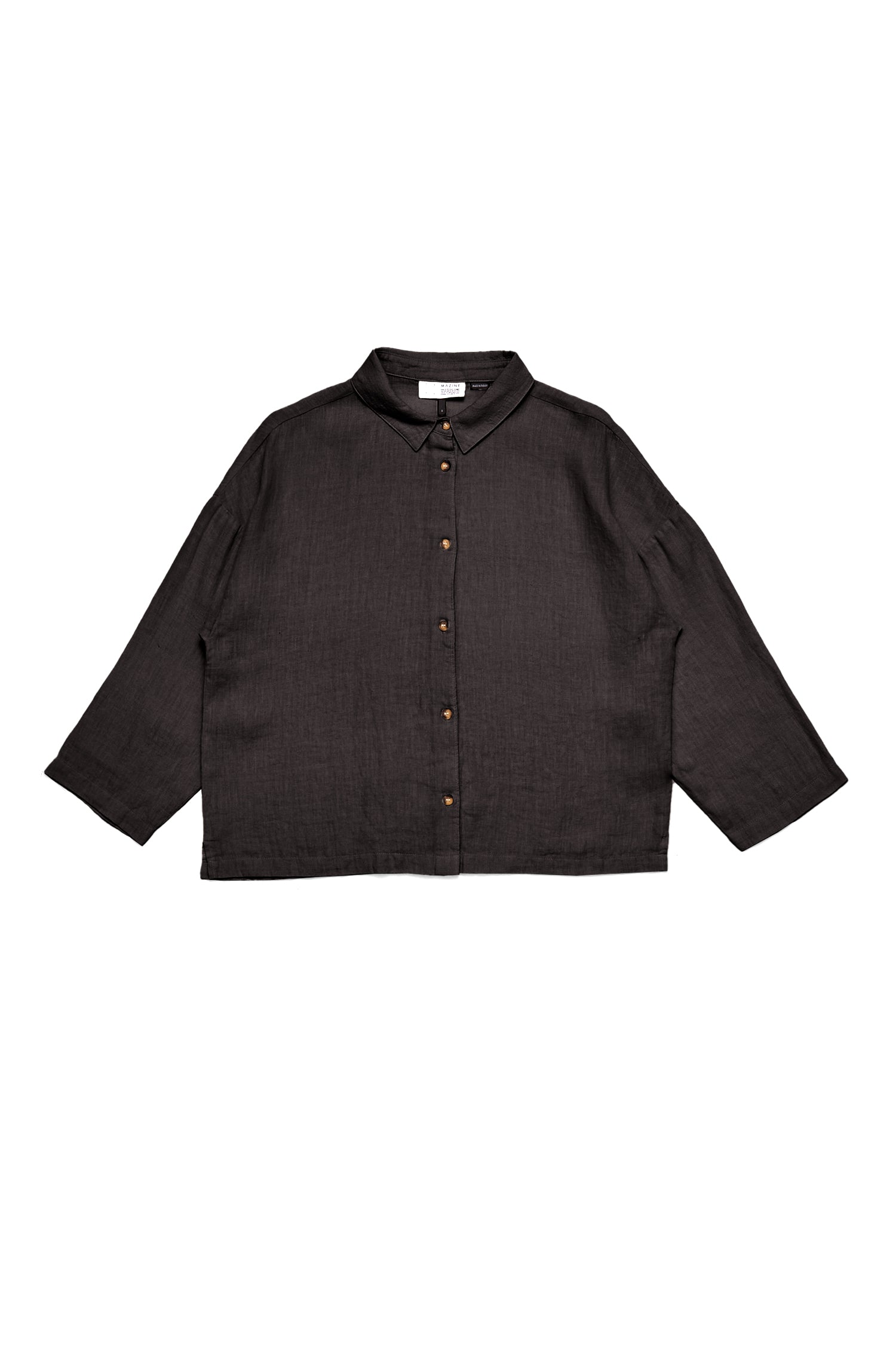 3/4 Sleeve Linen Shirt - Black