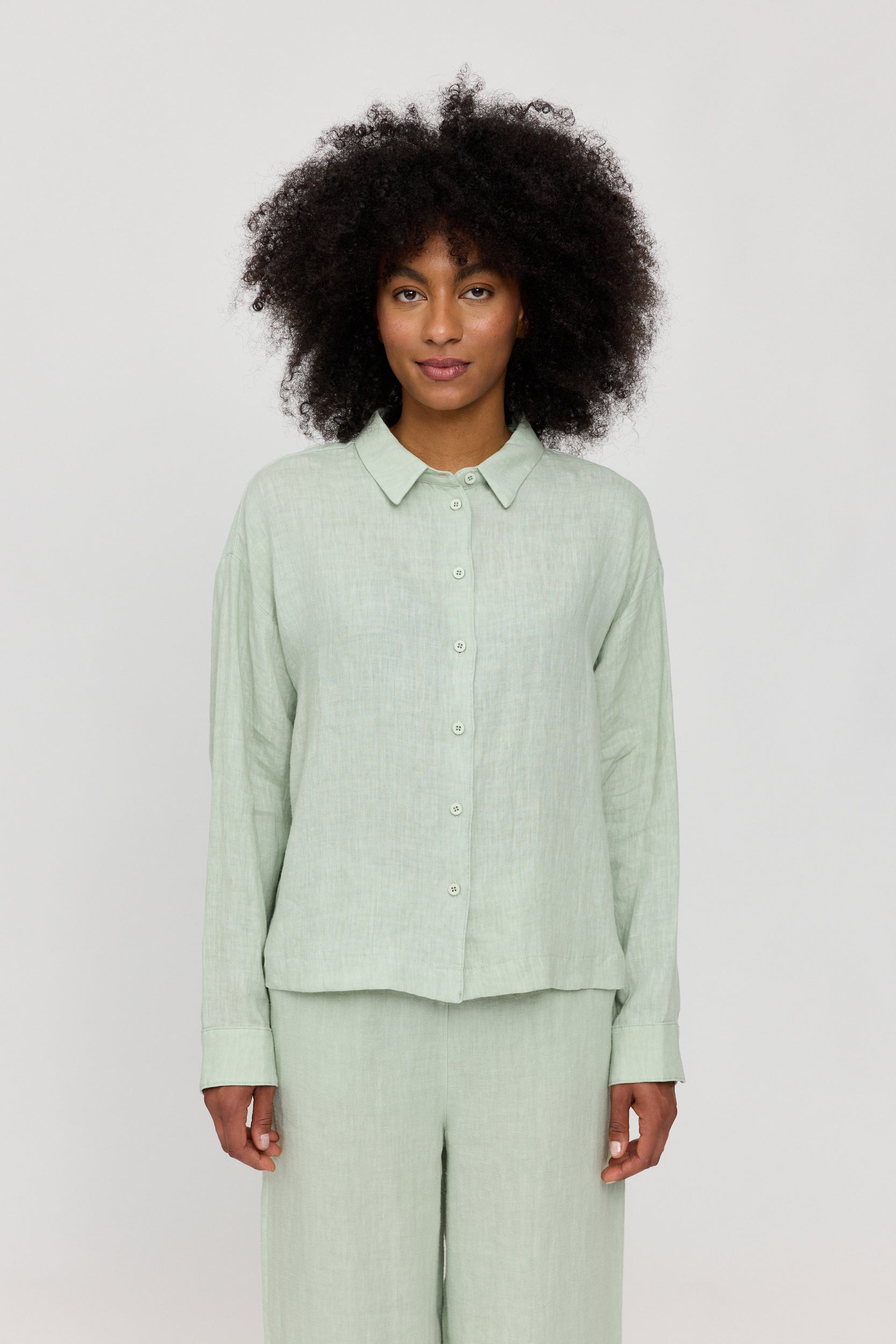 Long Sleeve Linen Shirt - Pool