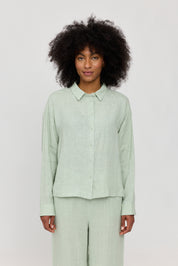 Long Sleeve Linen Shirt - Pool