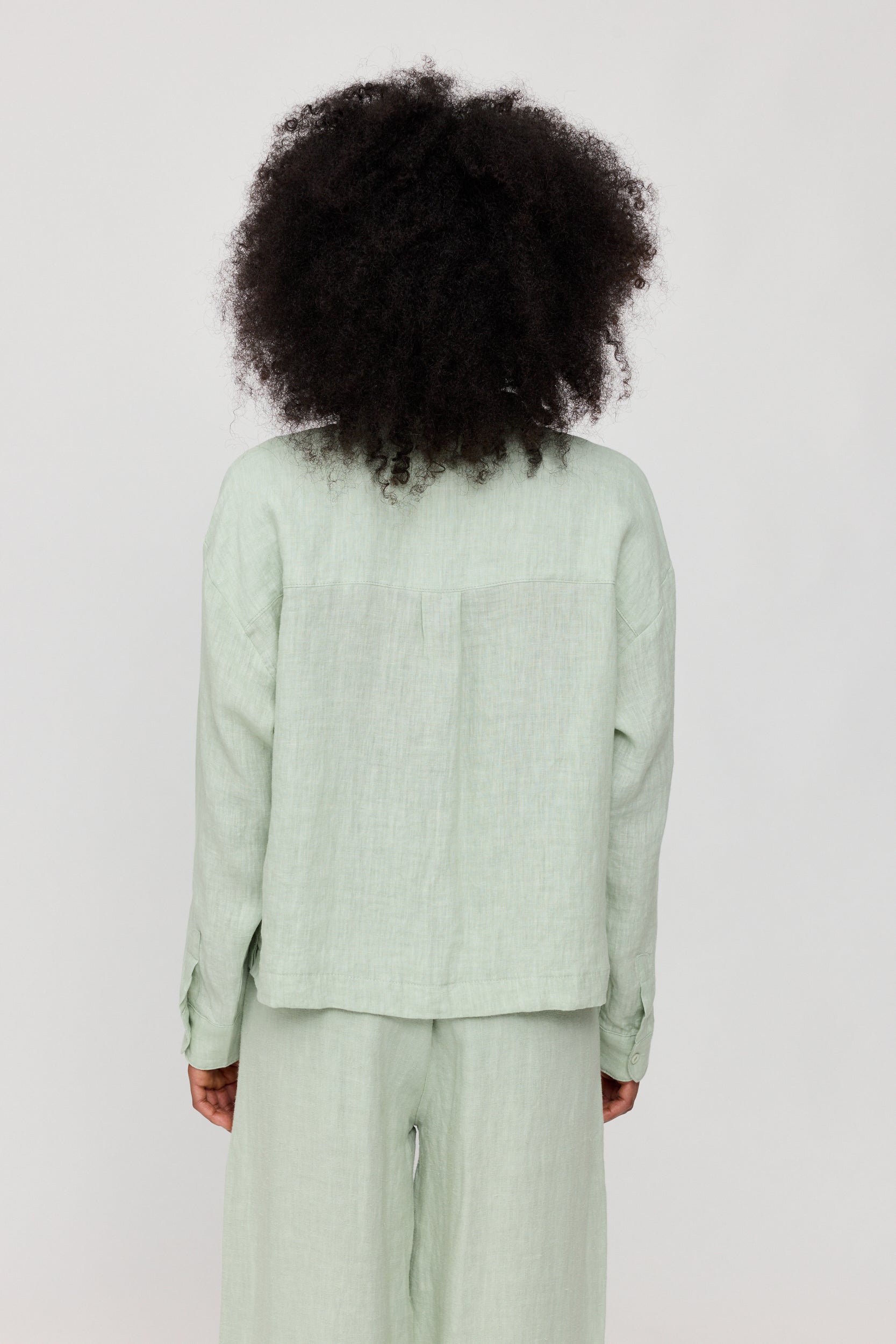 Long Sleeve Linen Shirt - Pool