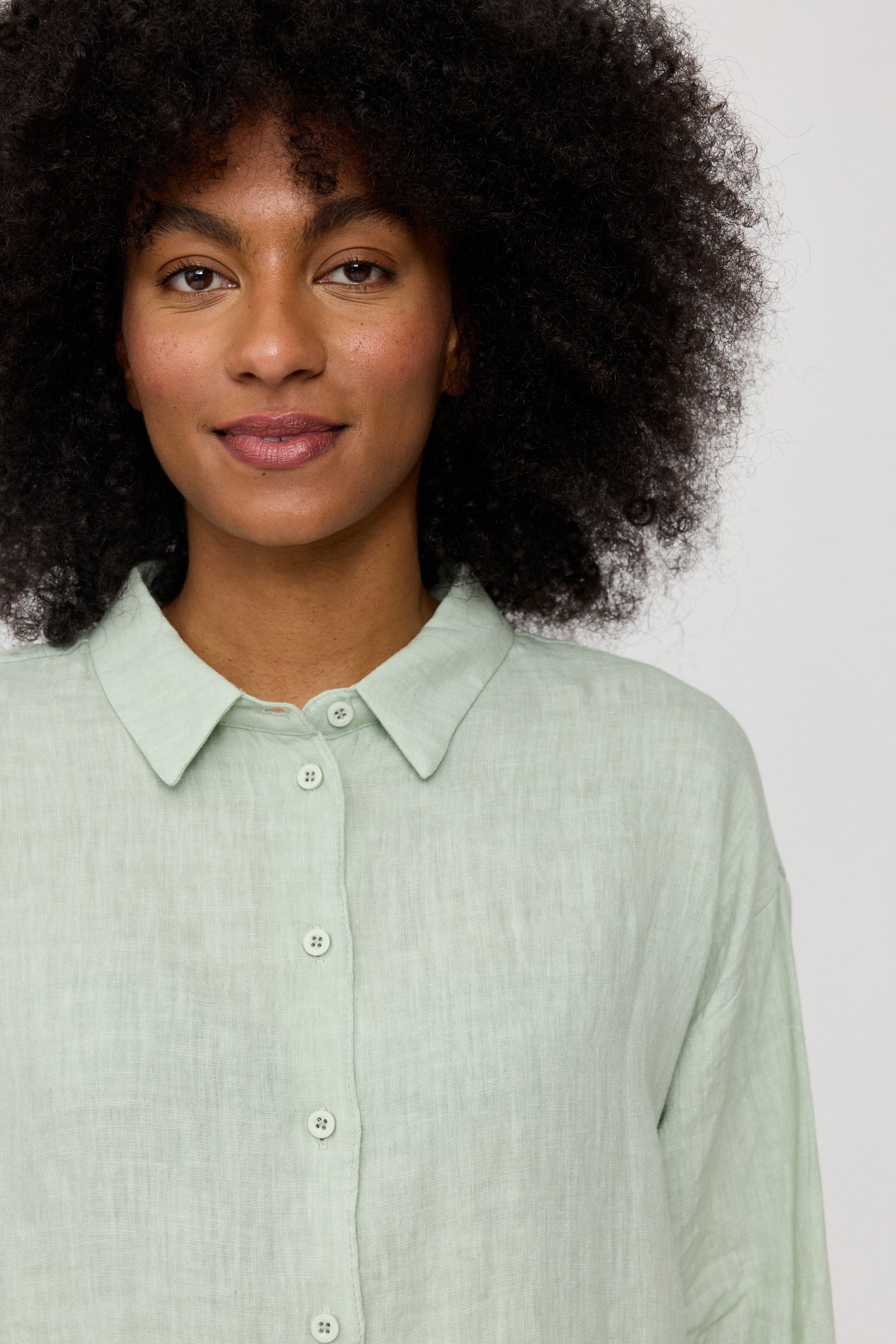 Long Sleeve Linen Shirt - Pool